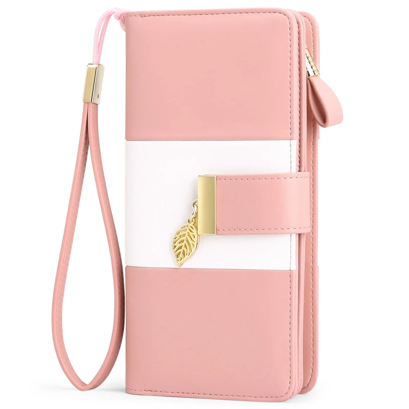 PU leather anti-theft clutch handbag with lock closure in black, showing its compact size.