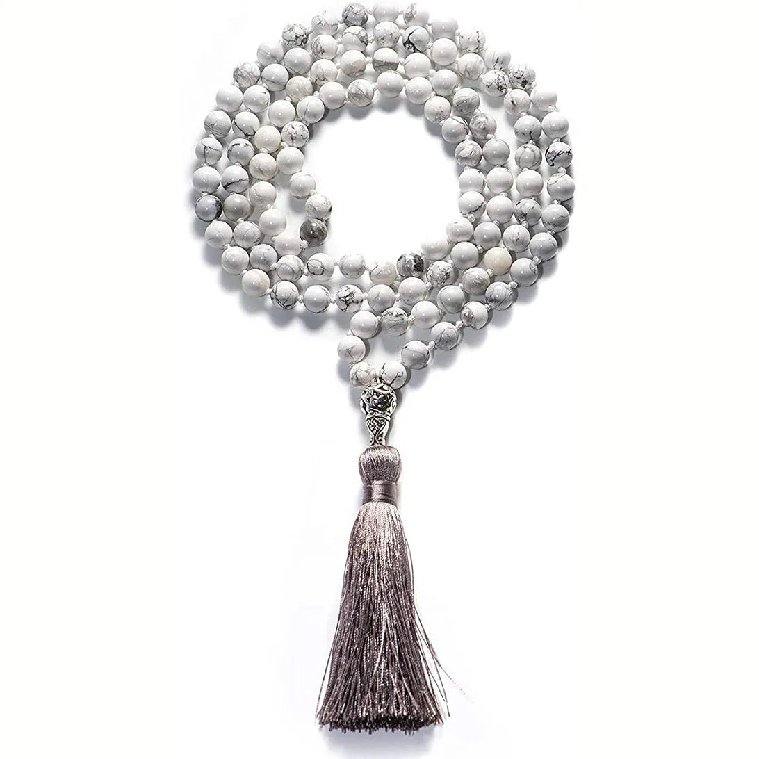 Agate geometric tassel necklace with gemstone accents showing 95-100cm length and unisex design