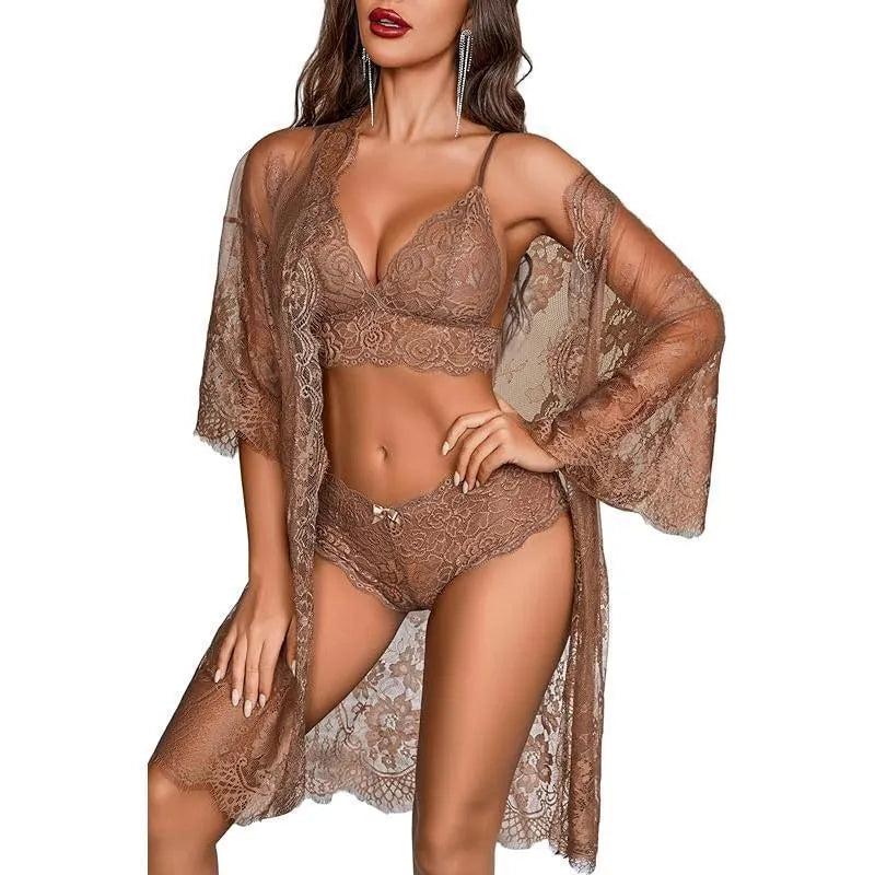 Lace fabric ladies underwear set in multiple colours including red, blue, black and pink.