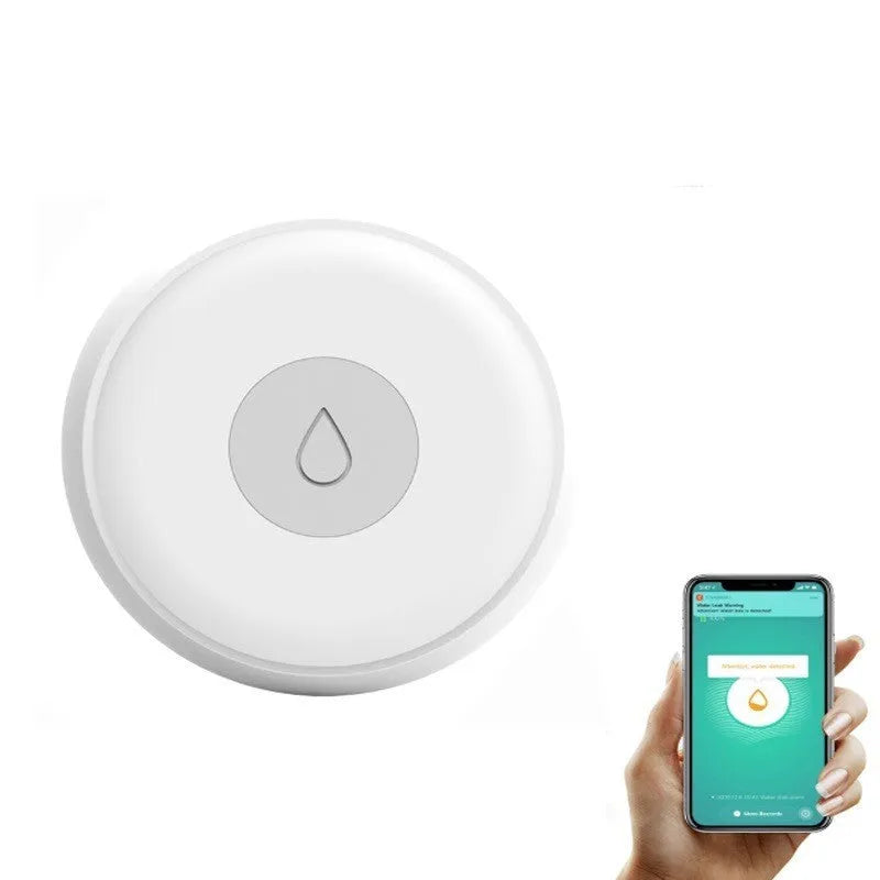 Smart wireless water leak detector with Zigbee technology for mobile app, SMS, and phone call alerts