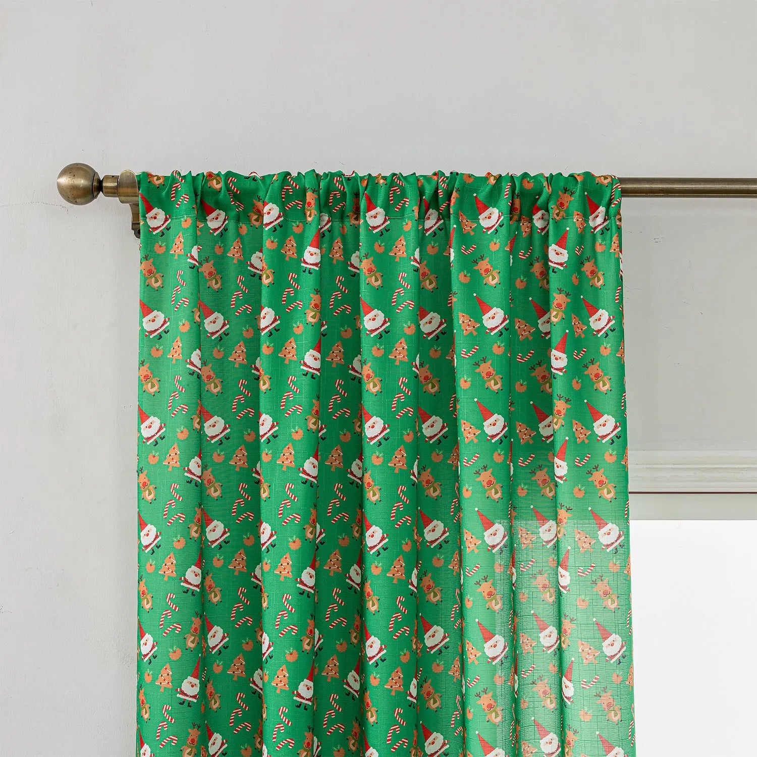 Christmas snowman angel print curtain in red or green colours with cartoon anime figures pattern
