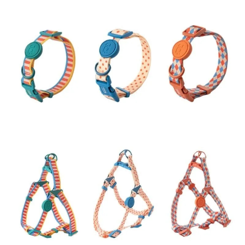 Retro dog collar vest with hand holding rope in Baroque, Blueberry, and other colour designs