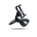 Black grey ABS plastic rotating phone holder for car air vent with direct view, 360-degree rotation, and adjustable width.