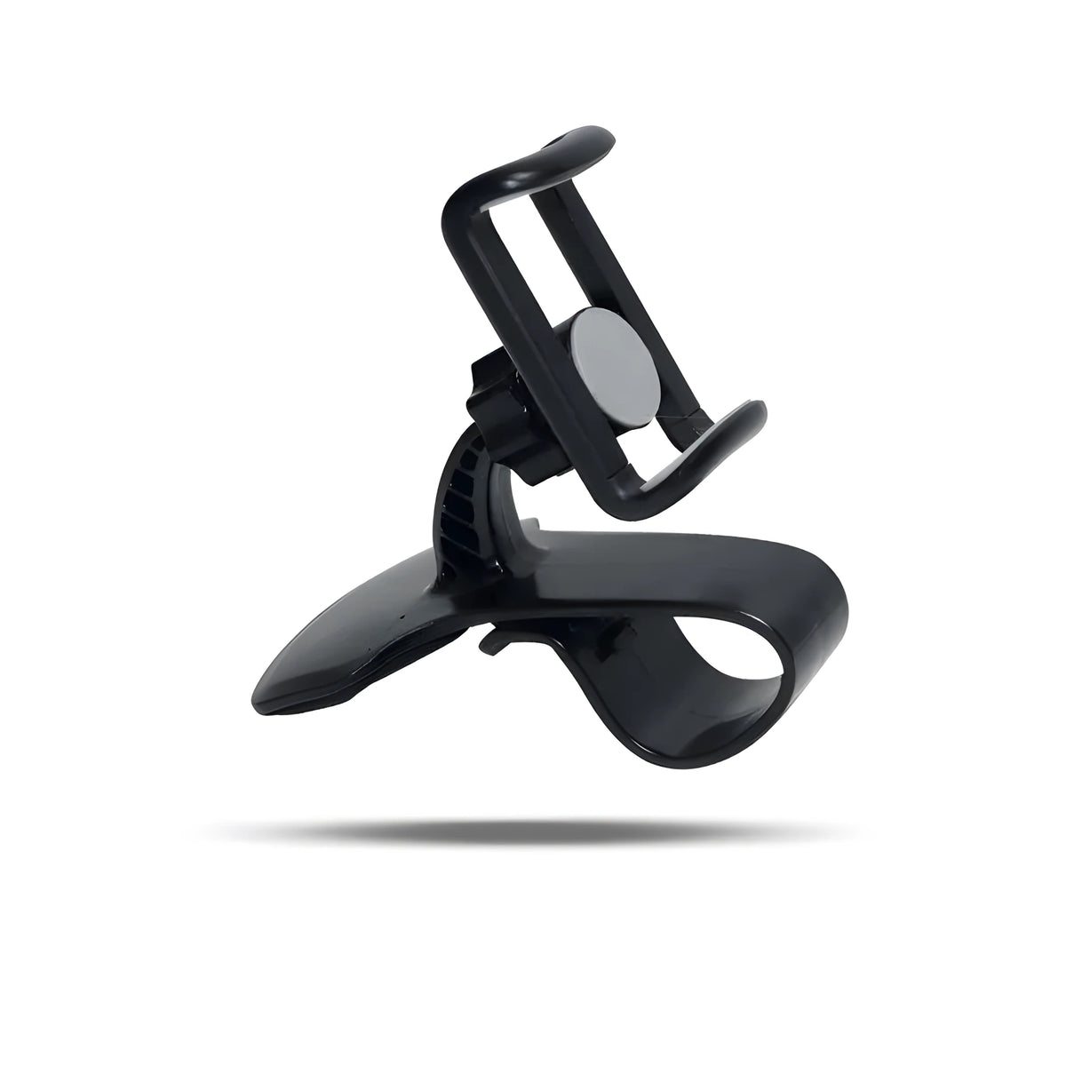 Black grey ABS plastic rotating phone holder for car air vent with direct view, 360-degree rotation, and adjustable width.