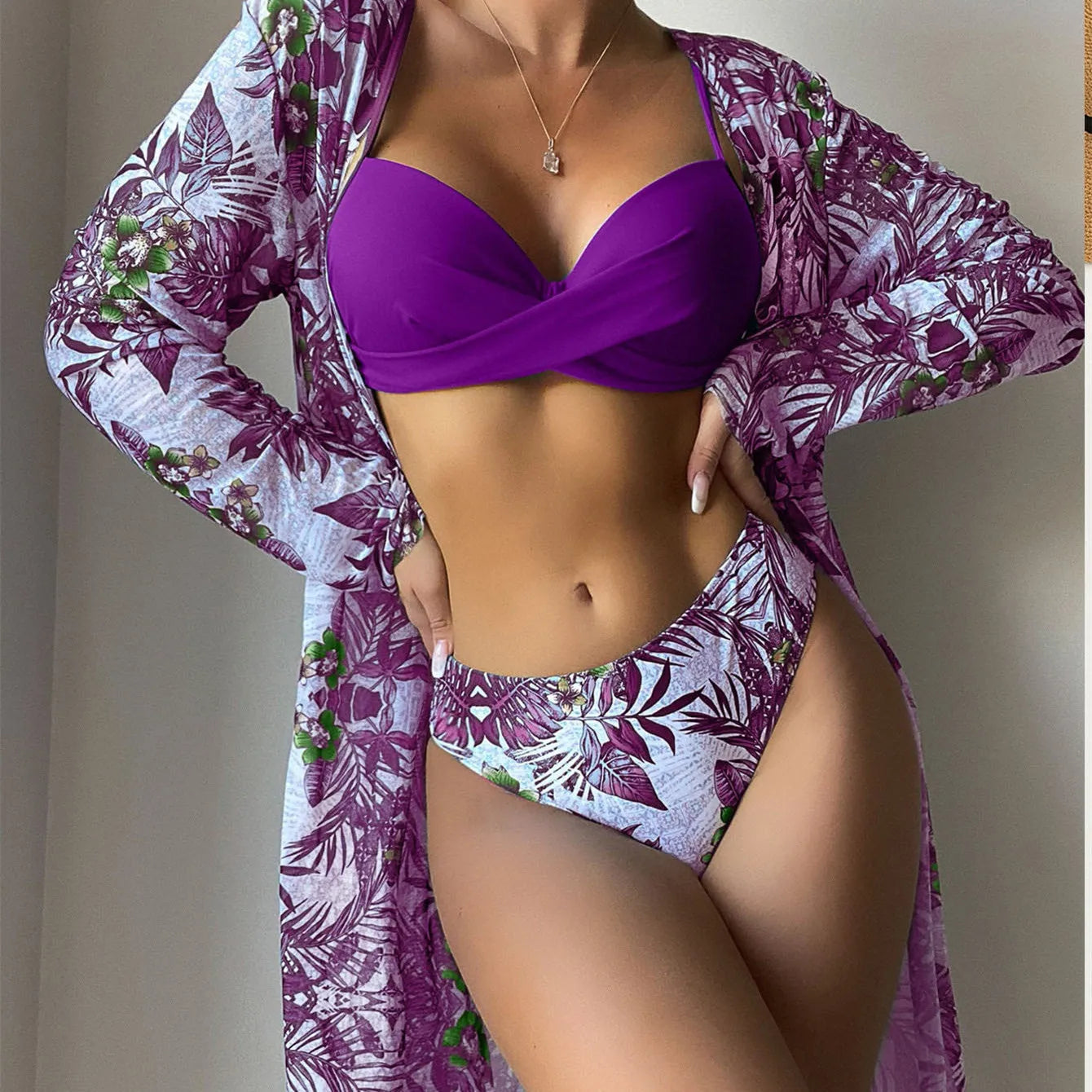 Women's hard-packed mesh split swimsuit with steel support and chest pad, available in multiple colours, front view
