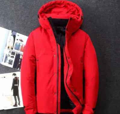 Men's thickened outdoor workwear jacket parka in solid colour with cuffed sleeves and wrinkle-free finish