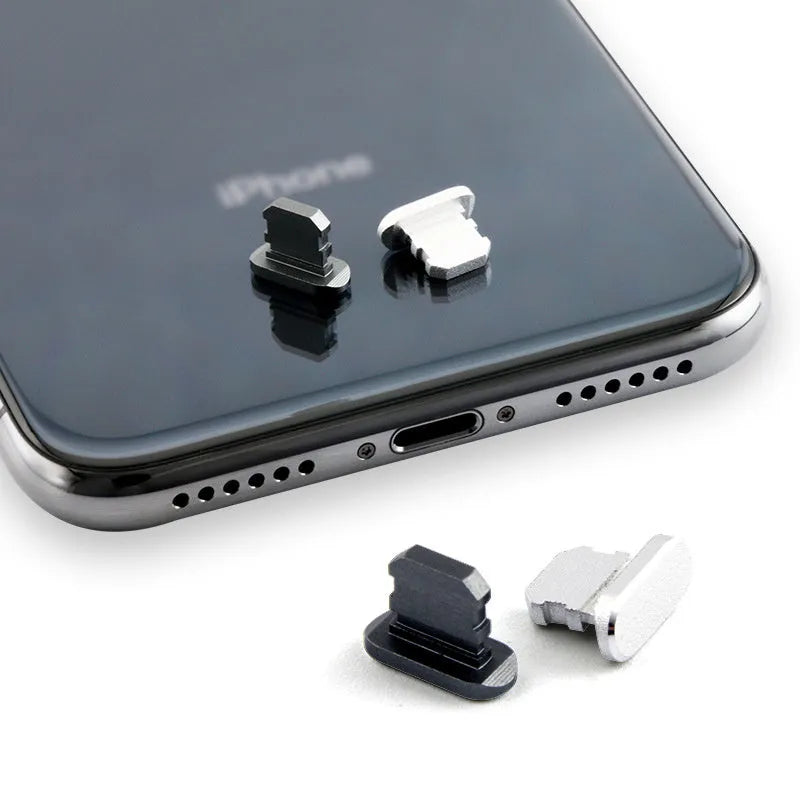 Aluminium alloy iPhone charging port dust plug in multiple colour options.