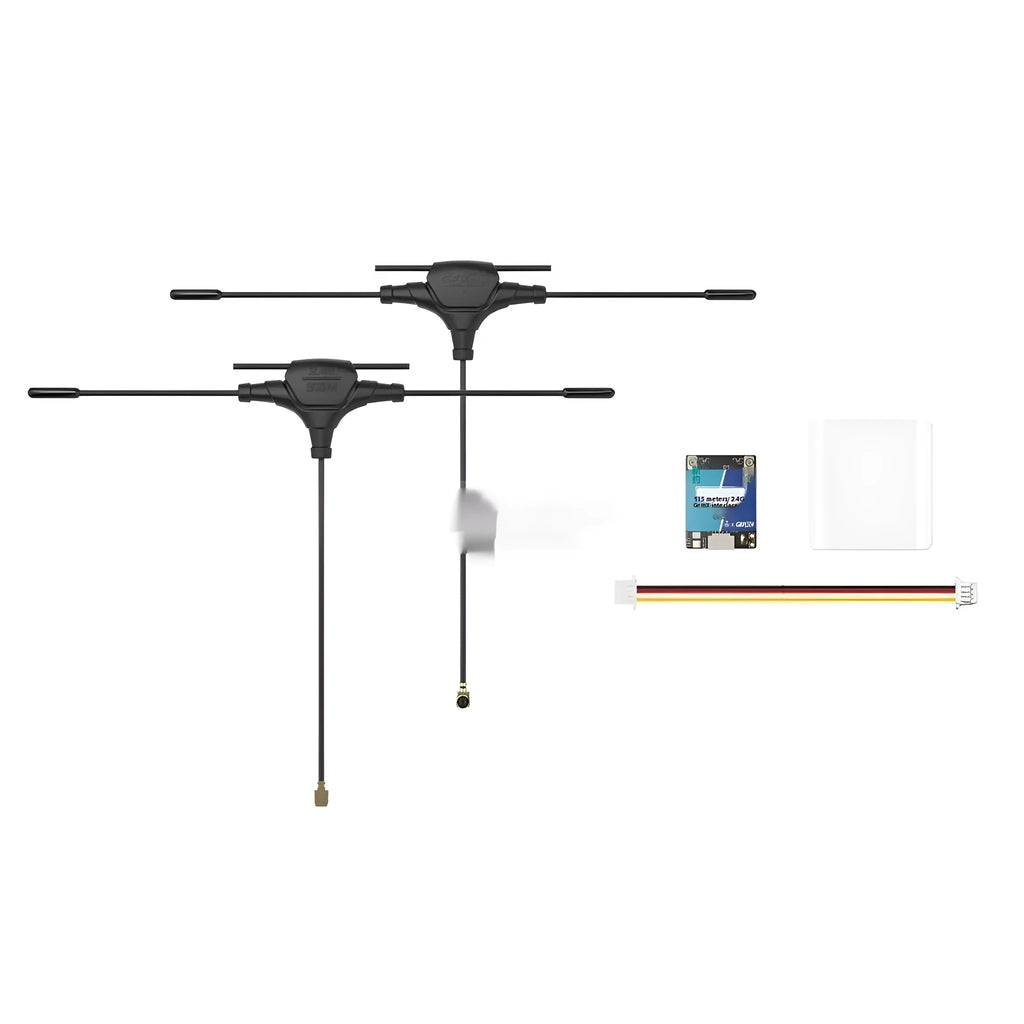 FPV dual-frequency receiver with two T-shaped antennas and installation components for drone radio control
