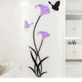 3D acrylic lily wall sticker in pink colour showing dimensional floral design