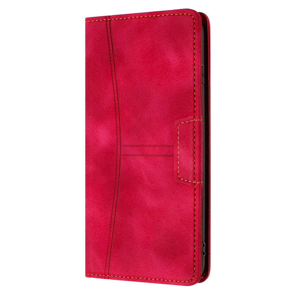 PU leather phone case with multi-card insert and bracket for Samsung A14 in black