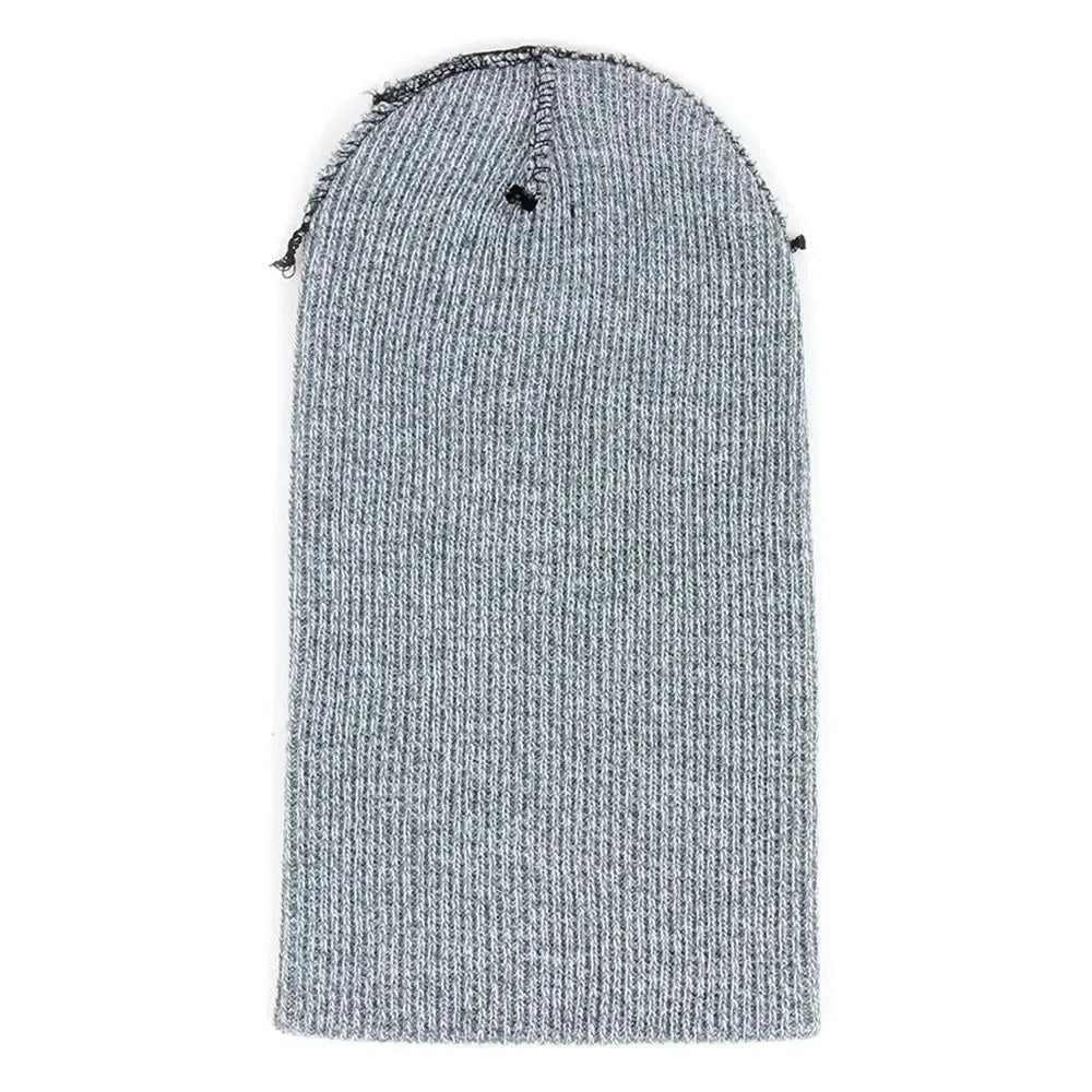 Unisex knitted acrylic beanie in army green on a white background, stretchy 55–60cm fit for outdoor winter use