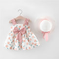 Thin cotton princess dress for baby girls in pink with button fastening