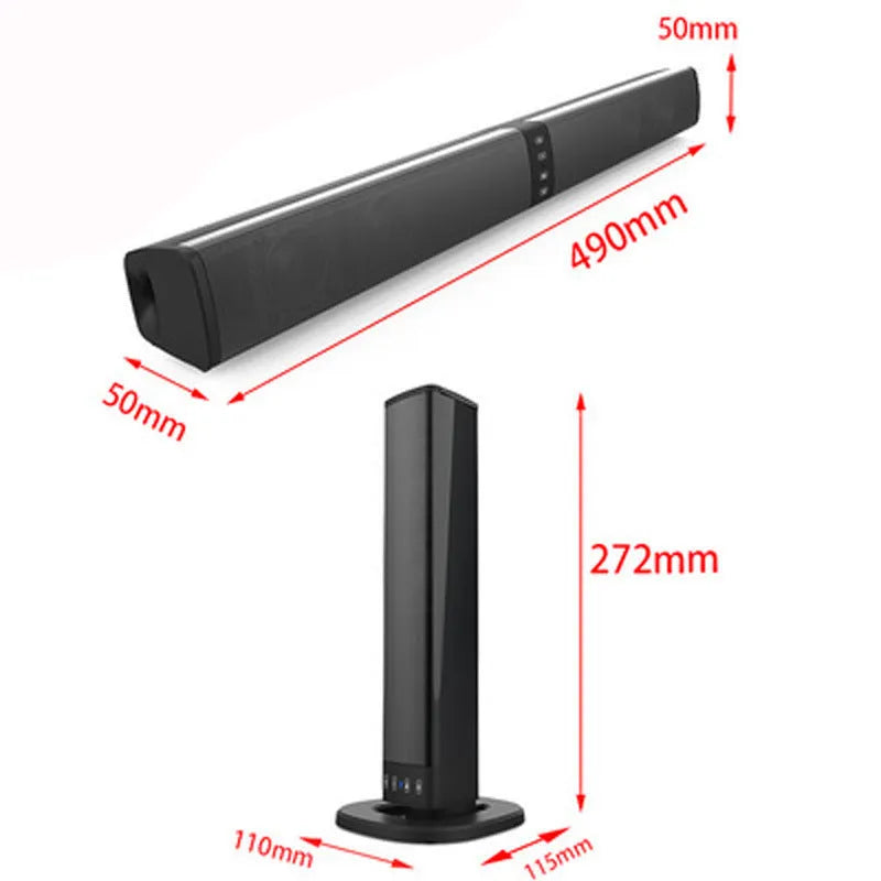 Black foldable split TV Bluetooth speaker with plastic casing showing button controls
