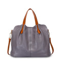 Women's soft cattle hide leather tote bag vertical square shape shoulder bag in flax blue colour