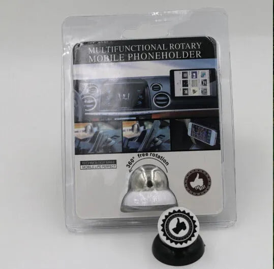 Magnetic car phone holder with universal magnet support for Samsung mobile, shown in black or white.