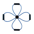 Blue and red eight character TPR puller fitness band for shoulder workouts.