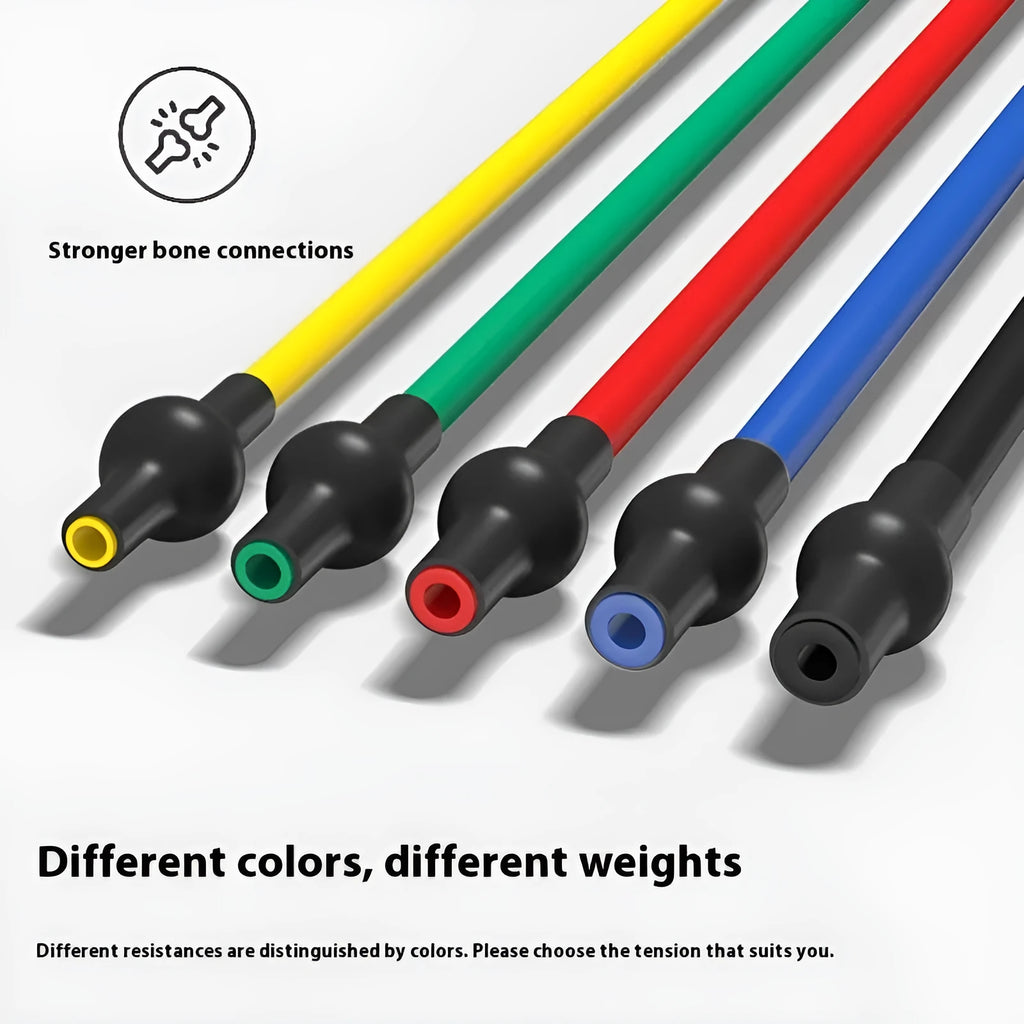 Adjustable chest expander with TPE tension rope in five colour-coded resistance options