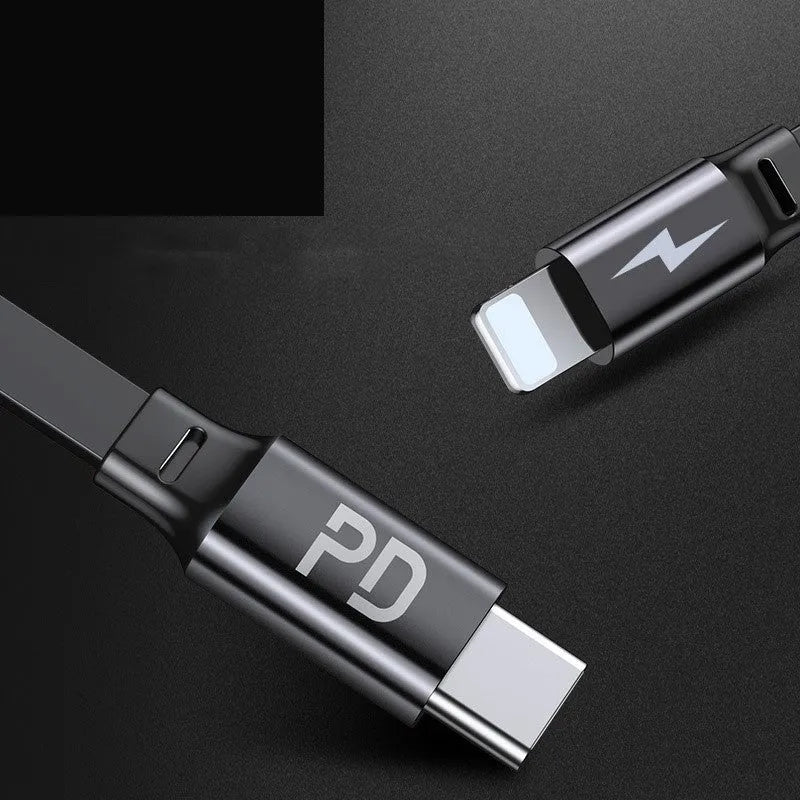 Black 18W PD single-port charging head with PD cable set, five-step adjustable length