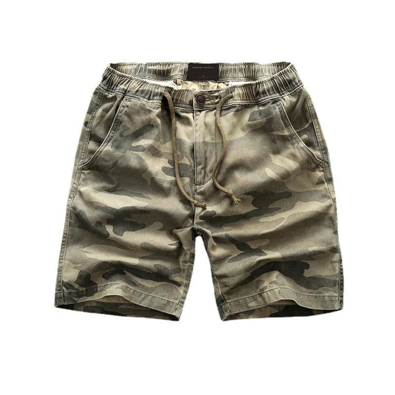 Cotton camouflage summer shorts with zip fly in multiple colour options