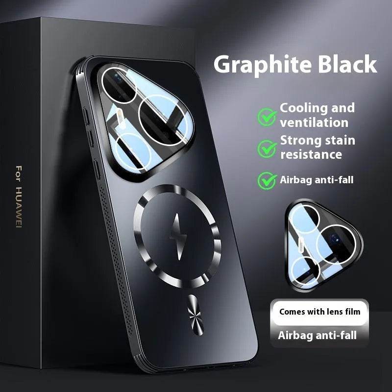 Frosted magnetic lens protector phone case for Huawei Pura smartphones in five solid colour options