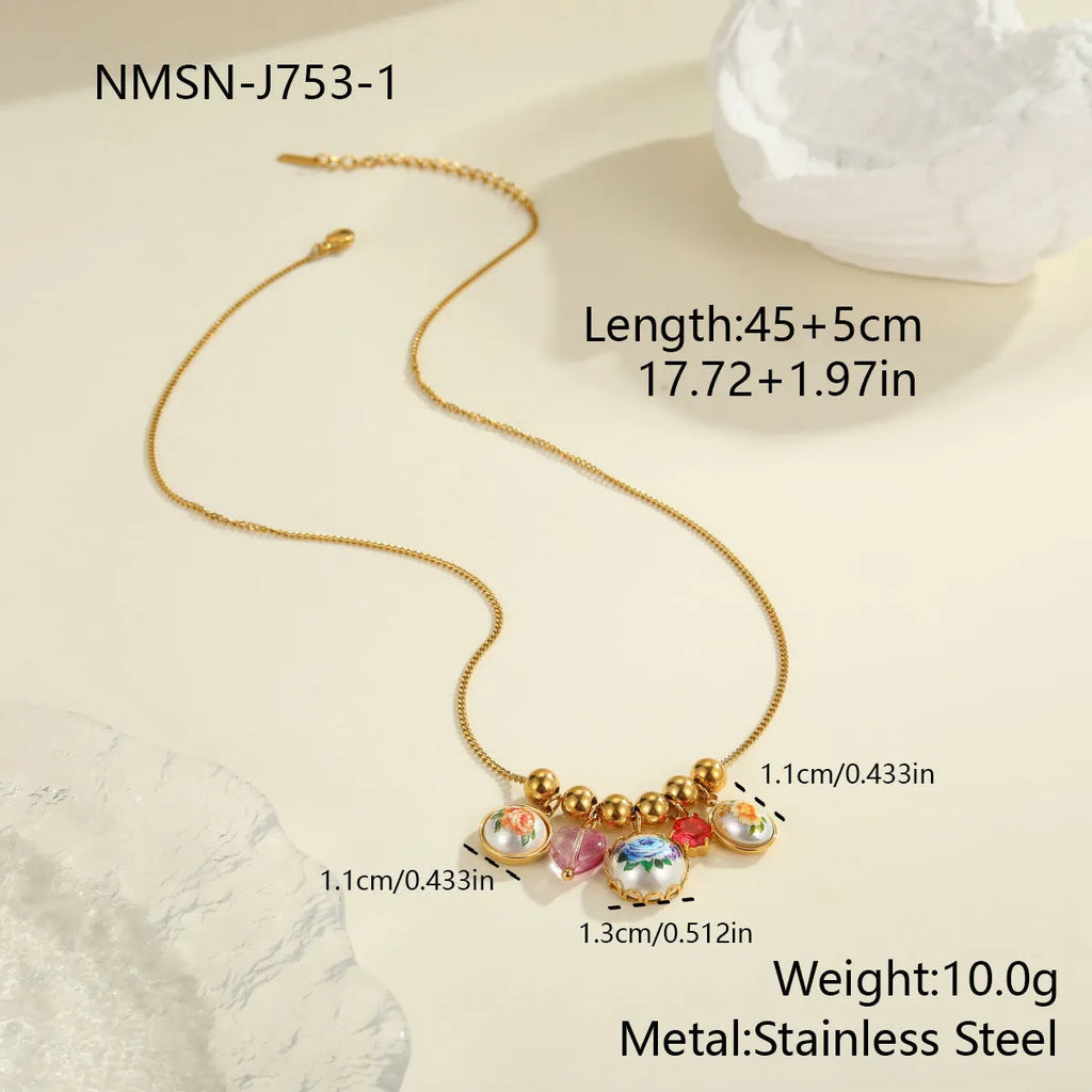 Vintage sunflower flower stainless steel necklace with 18K electroplated finish, two colour variants