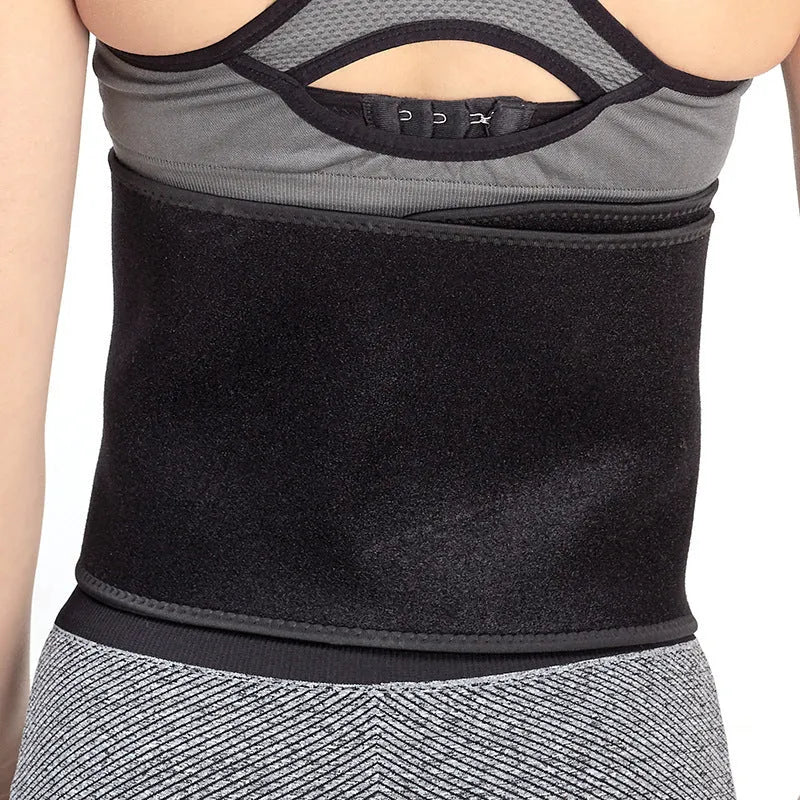 Black adjustable neoprene waist abdominal belt for adult fitness and yoga