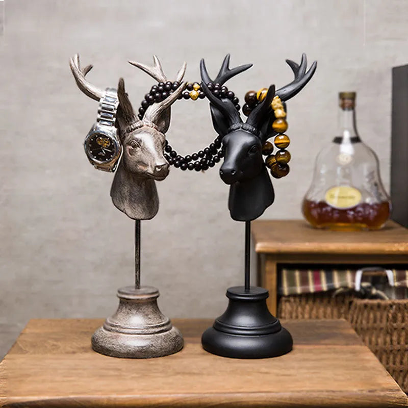 Large natural resin horse figurine home decoration statue on a shelf
