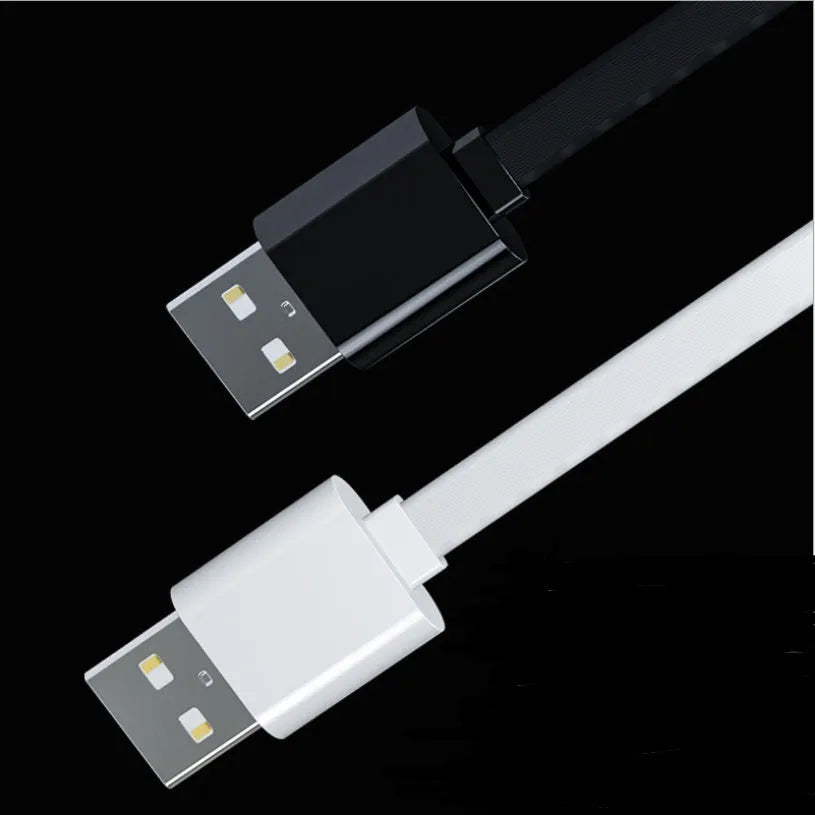 3-in-1 charging cable 1m noodle style one-to-three split connector in black or white