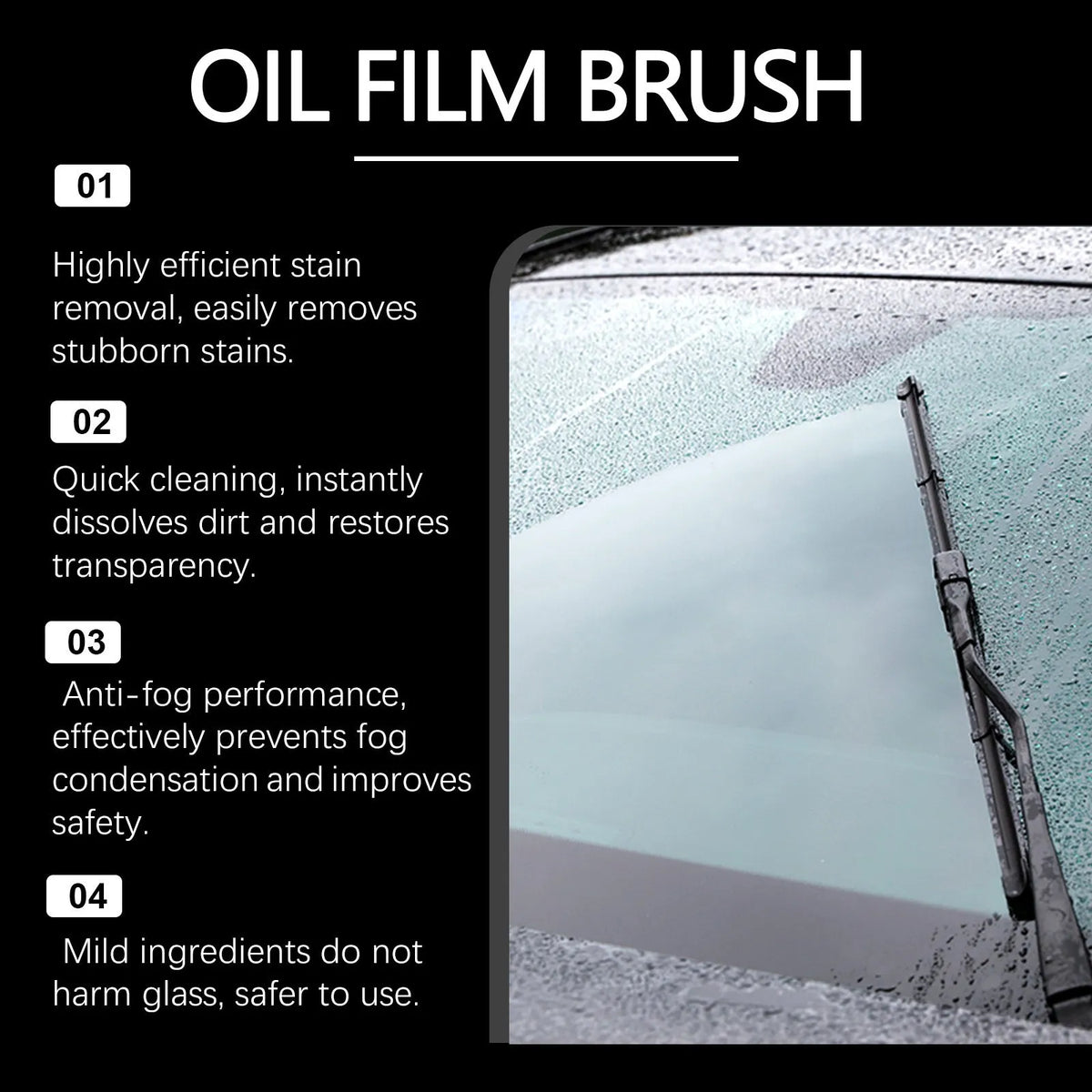 120ml car oil film cleaning brush with purified water, surfactant and phenoxyethanol for car glass cleaning