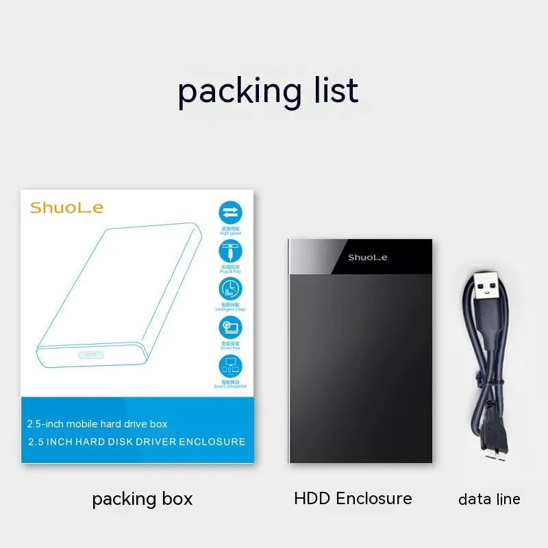Black USB 3.0 external hard disk box for 2.5-inch SATA drives with PC ABS case