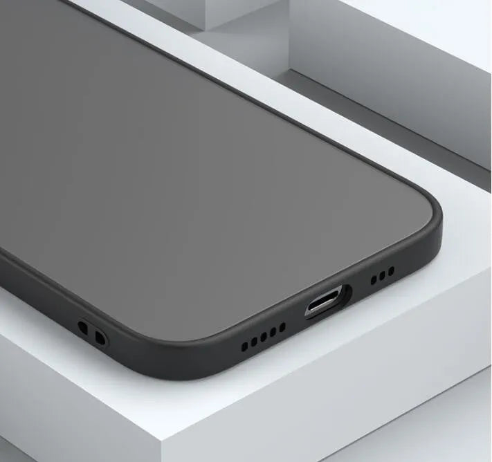 Fine hole frosted hard protective case for iPhone in black, dark green, or blue, showing slim profile and camera cut-out.