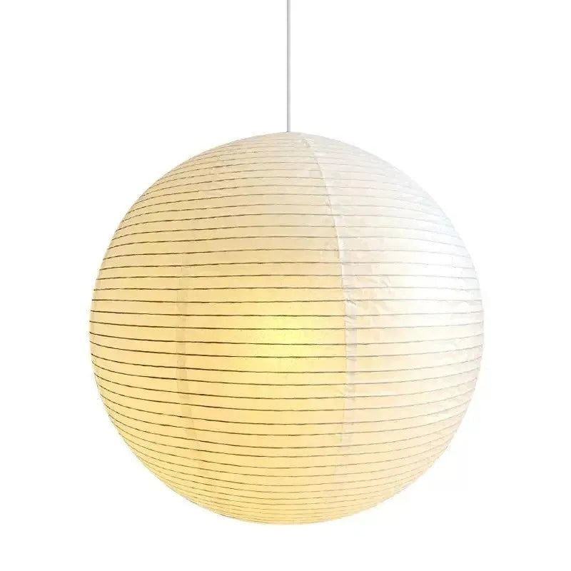 Beige tissue paper chandelier with black line and iron frame, 60cm diameter, full spectrum warm light