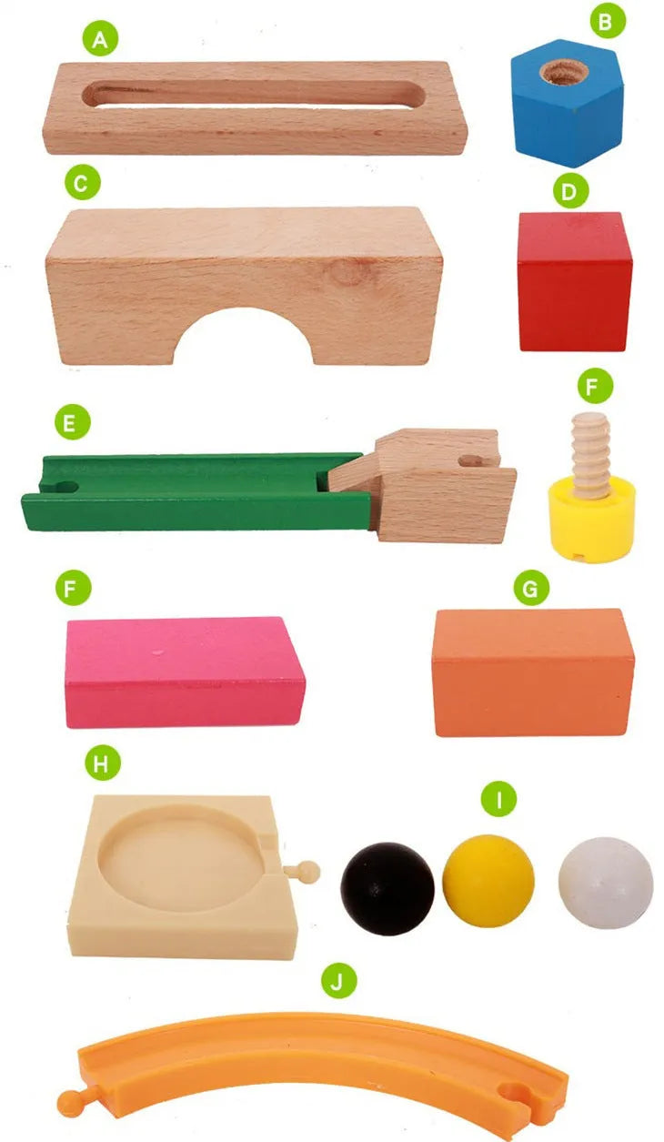 Wooden track building blocks set educational toy for children aged 4-6, supplied as 1 set