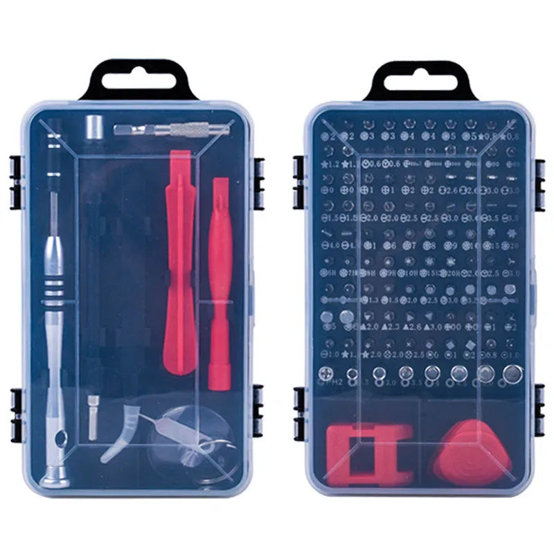 112-in-1 alloy steel screwdriver set in black case for mobile phone and electronics repair