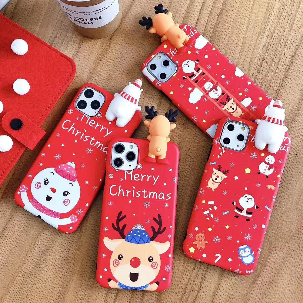 Christmas silicone back cover case for iPhone in four festive colour options
