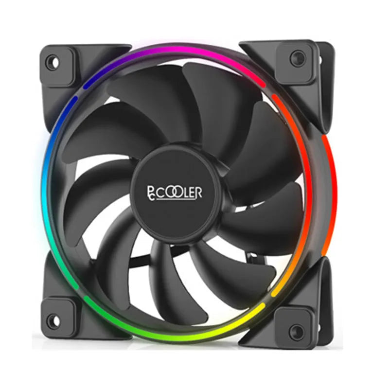 Three black 120mm ARGB PC cooling fans with plastic blades and frames