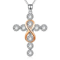 Women's alloy cross and number 8 pendant necklace on adjustable box chain