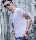 Men's lightweight bamboo fibre T-shirt in various colours on a solid background.