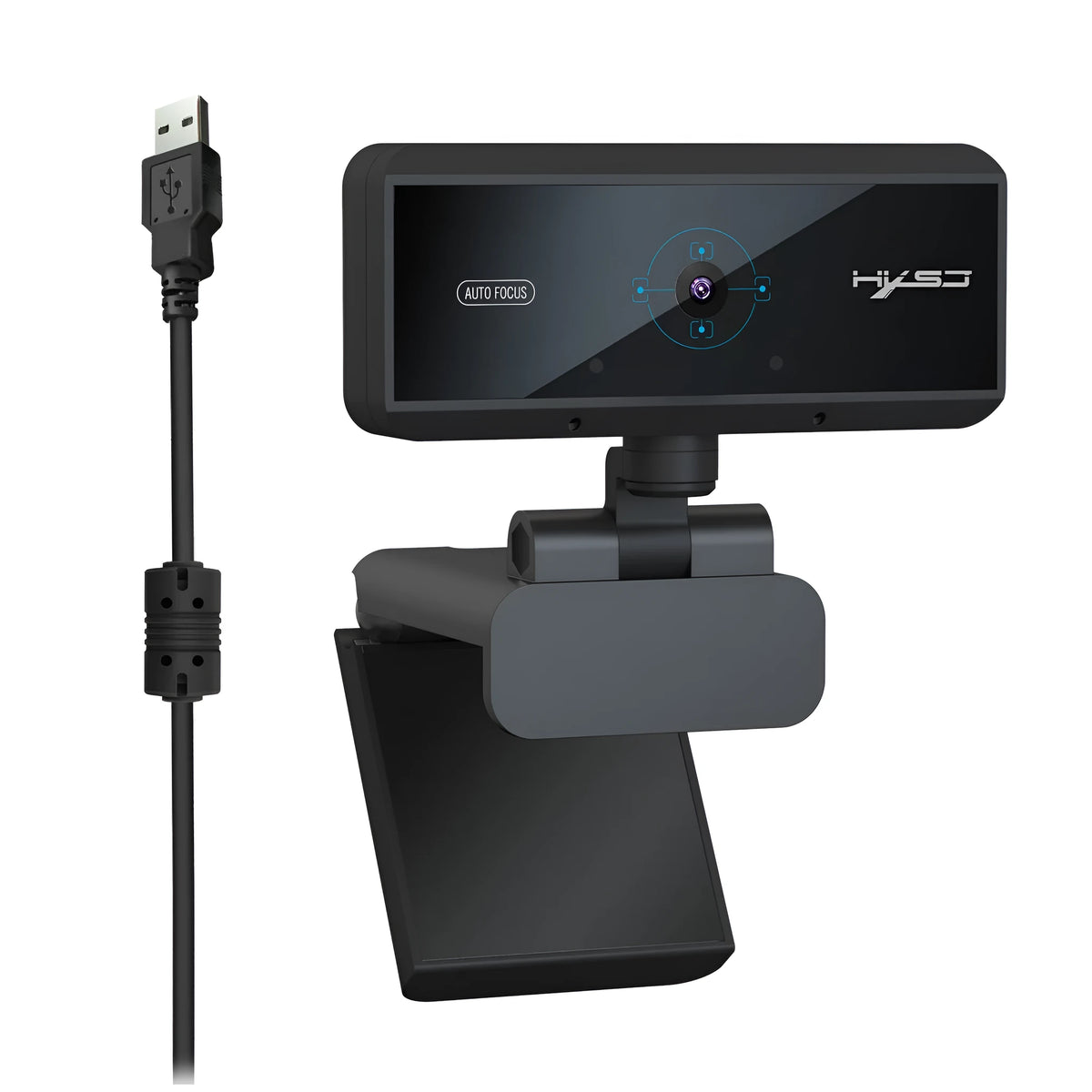 Black USB desktop video camera with 5MP CMOS sensor, autofocus, 2592x1944 resolution, 1.7m cable