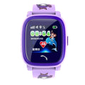 Blue children's waterproof smart watch with touch screen and silicone wristband showing GPS tracking display