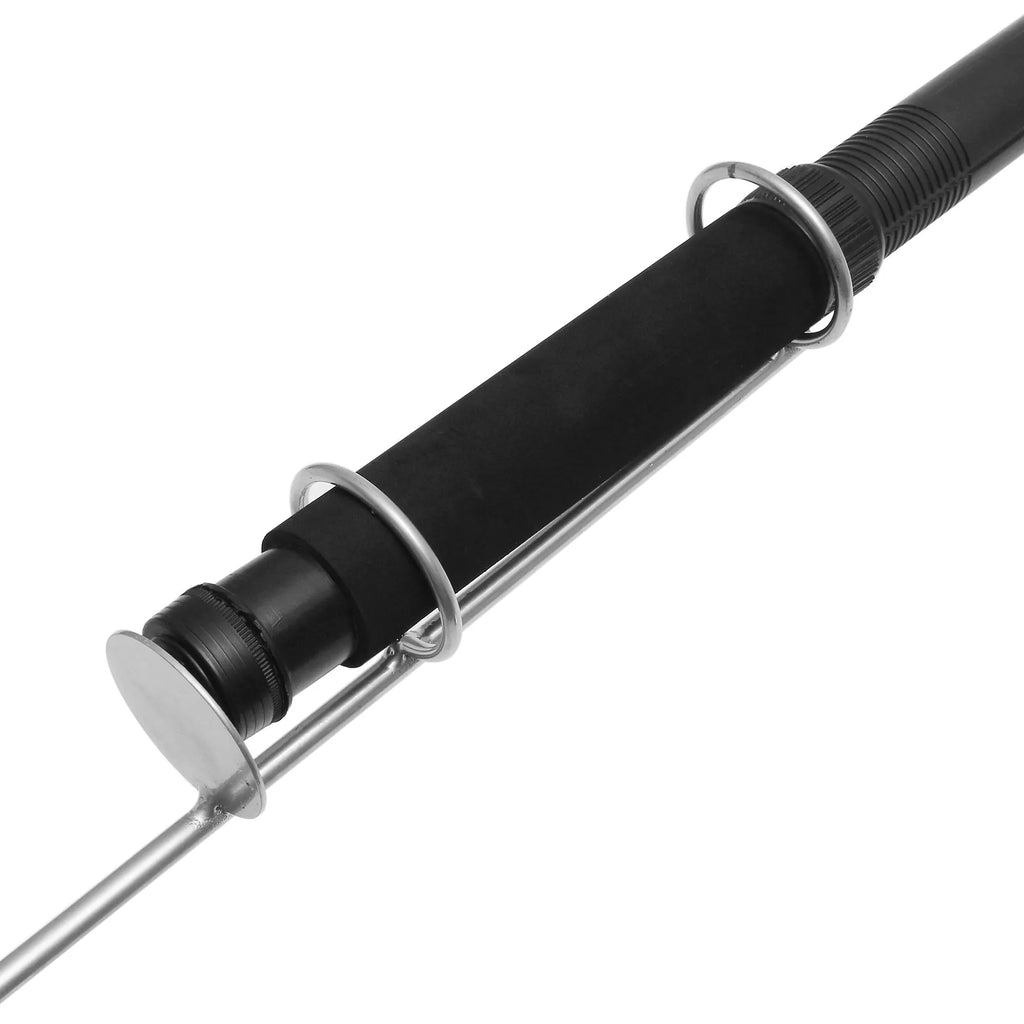 LED fishing rod light with telescopic pole extended, showing white LED array and remote control