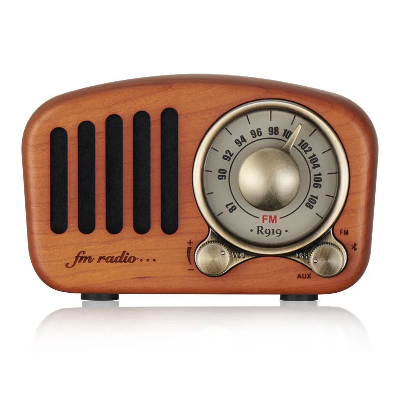 Retro wooden wireless Bluetooth mini speaker in cherry wood finish