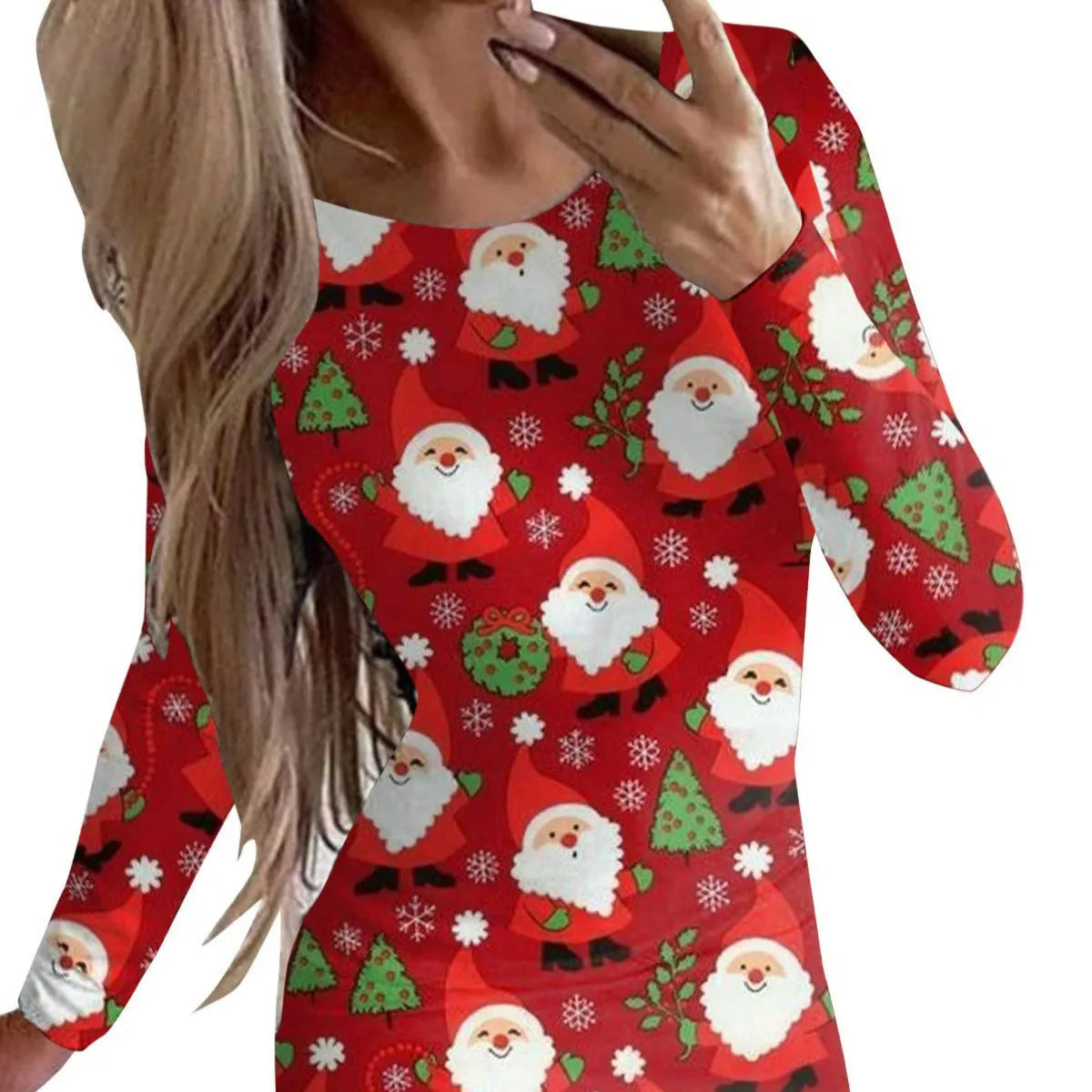 Women's animal print long sleeve dress in floral colour with round neck and mid waist design