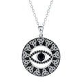 Copper electroplated Devil's Eye pendant necklace with a cross chain for women.