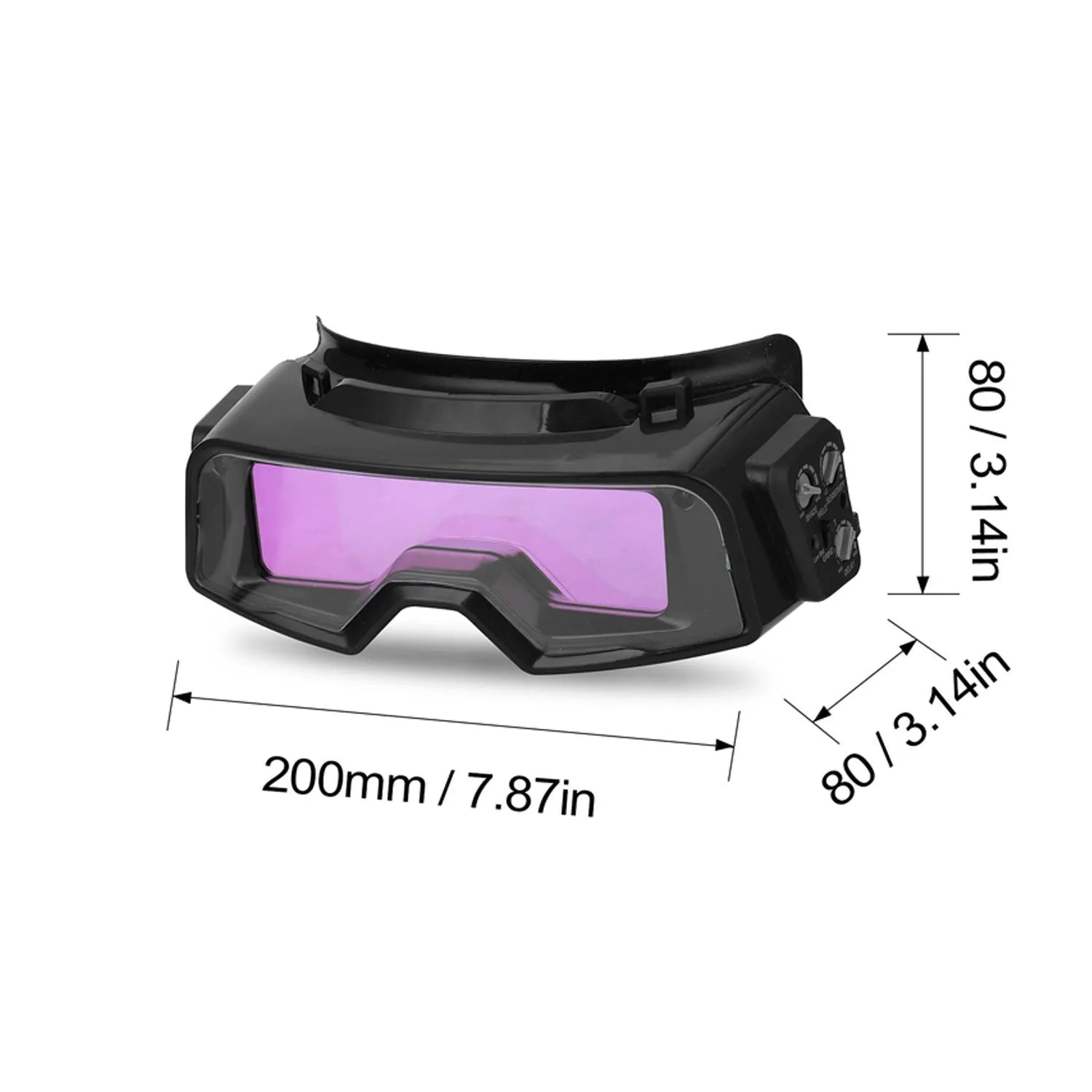 Black automatic darkening welding mask with a large rectangular lens for arc welding protection.