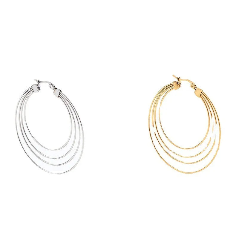 50mm stainless steel geometric hoop earrings with mosquito-repellent incense shape in gold electroplated finish
