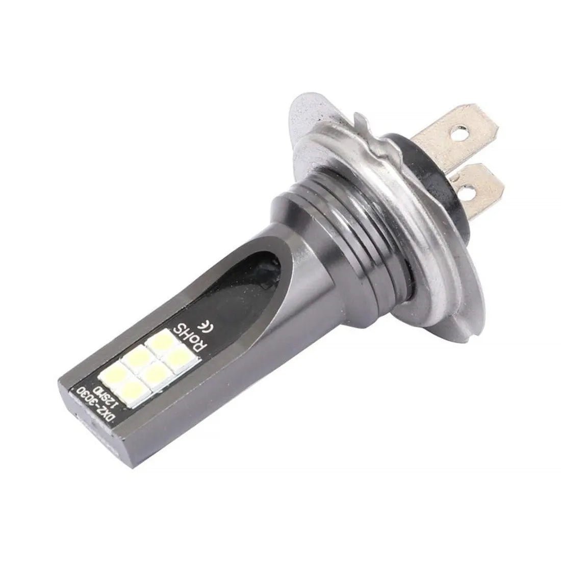 H7 110W LED car fog light bulb with 12 SMD chips and aluminium housing.