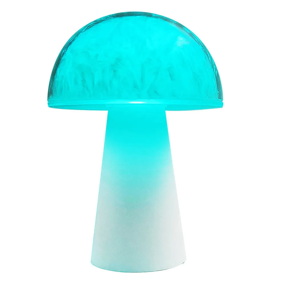 Mushroom-shaped decorative night light with remote control and RGB colour-changing illumination