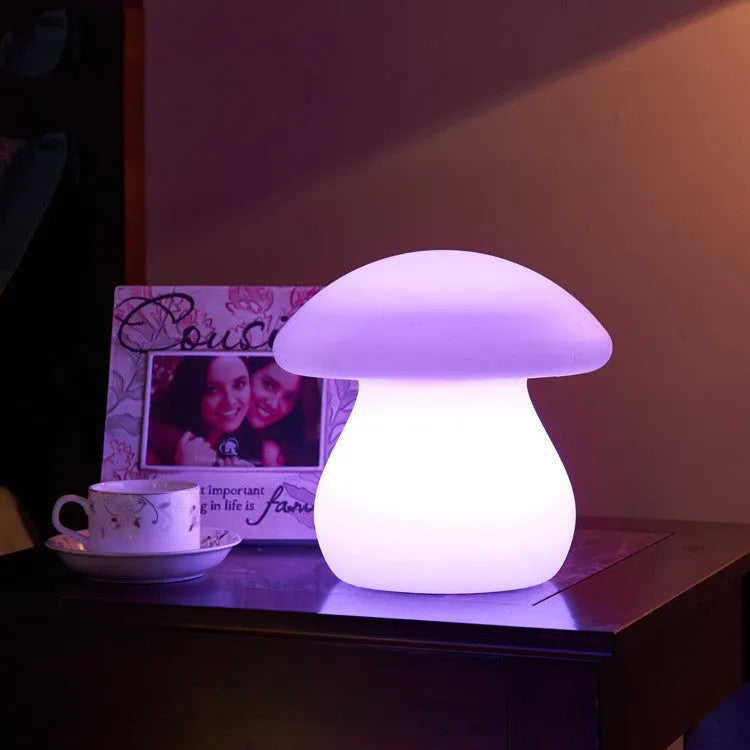 LED night light remote control rechargeable waterproof mushroom lamp in colourful plastic finish