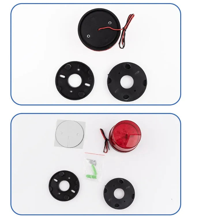 HC-79 24V red warning and alarm light with strobe, 73mm diameter.